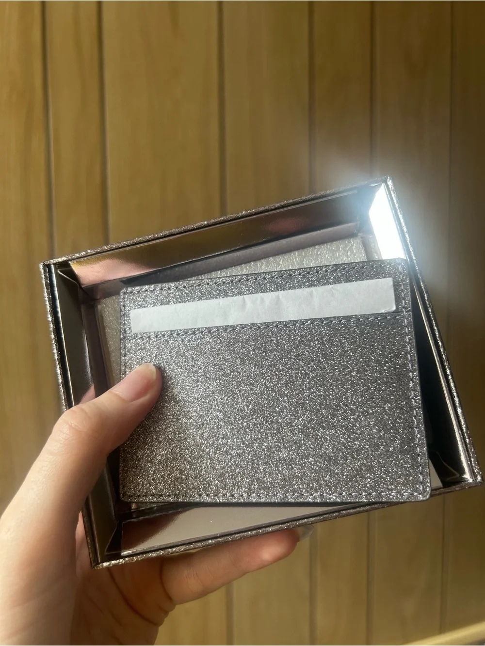 Kate Spade silver glitter slim card holder